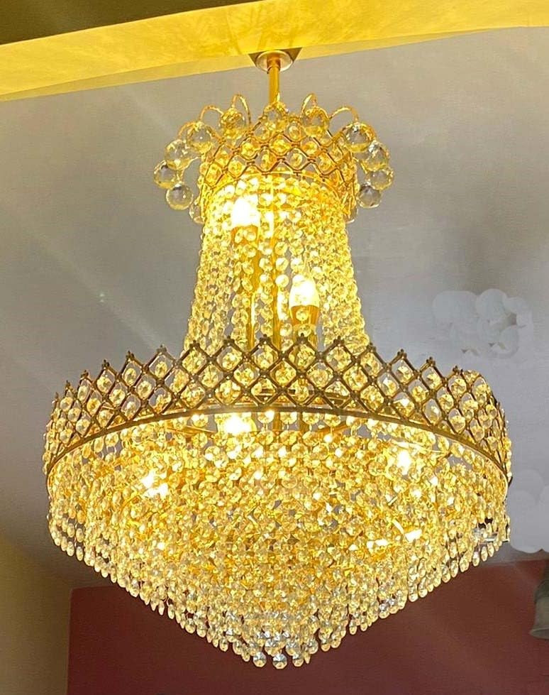 SHRI MAHAL ANTIQUES Crystal Chandelier for Living Room Bedroom Office Jhoomar Glass Crystal Big Size Jhumar Modern Ceiling Light (Size: 40 x 40 x 77 CM)