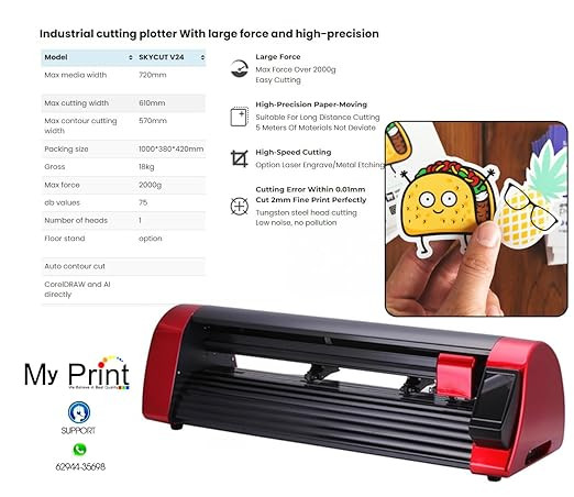 SKYCUT V24 | 24inch | Upto 350 GSM Paper Cutting Plotter | With High Pressure | Auto Feeding Sensor | Paper Card | Vinyl, Sticker, Multipurpose Machine | for Business Supplies Products