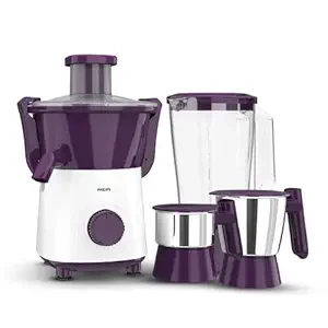 PHILIPS Hl7568/01 500 Watts Juicer Mixer Grinder With 3 Jars And Xl Feeding Tube, Quick And Easy Assembly