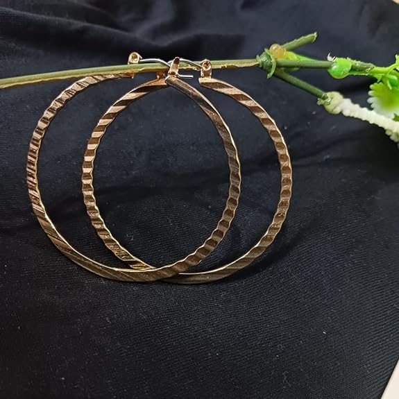 ARTIFICIAL JEWLL Latest Stylish Traditional Round Shape Big Size, Hoop Earring for Women_(Rose Golden)