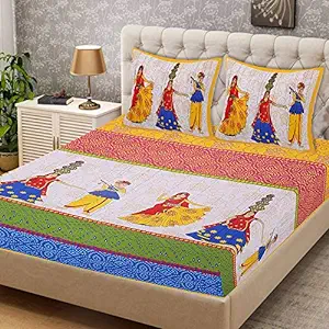 100% Cotton Double Bedsheet with 2 Pillow Covers, Blue
