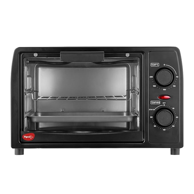 Pigeon Oven Toaster Grill 14 Liters OTG| 900 Watts| Toast, Grill, Bake & Roast | Heat Resistant Tempered Glass| Black