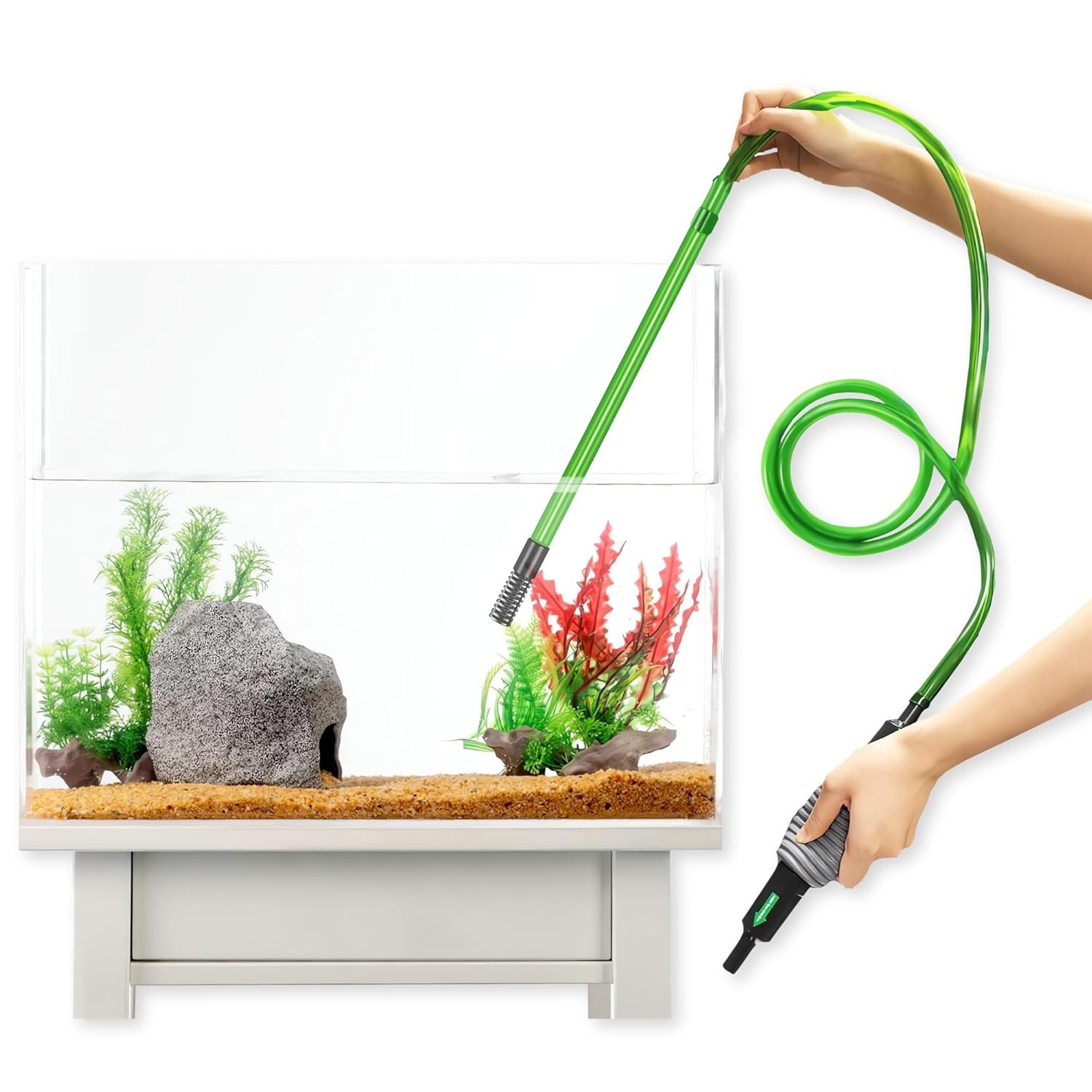 Buraq 3 in 1 Aquarium Siphon Cleaner, Adjustable Flow Gravel Vacuum with Built-in Filter, Easy Water Change & Debris Remover for Fish Tank Cleaner Pump for Auqarium