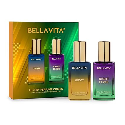 BELLAVITA Ghost & Night Fever Unisex Liquid EDP Perfume with Bergamot, Peach | Premium Long Lasting Perfume for Man and Woman | Perfect Gift For Him & Her | 2 X 20ml