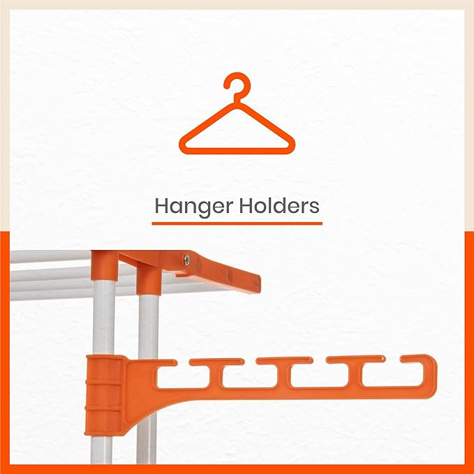 Bathla Mobidry Terra 3 Level Steel Modular Cloth Drying Stand (Orange - Large)