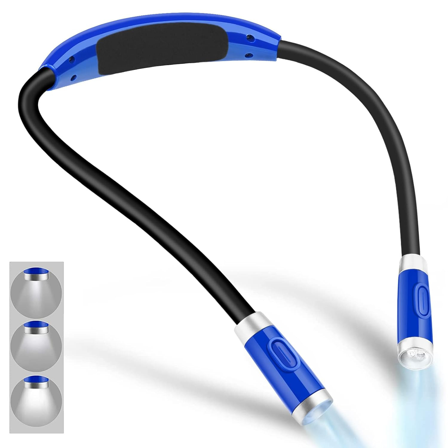 Vekkia Luminolite 3 Brightness Levels, 2 Flexible Soft Silicone Arms Comfortable Wear Rechargeable 4 Led Book Bright Neck Hug Light, Multicolor