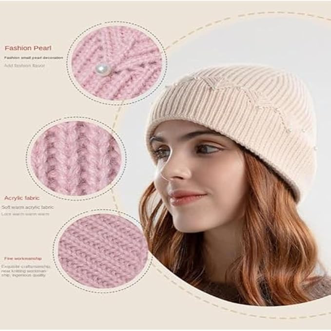 KHWAISH STORE Women's Autumn and Winter Fashion Warm Cap Stylish Woolen Winter Hat Soft Breathable Fabric Cold Weather