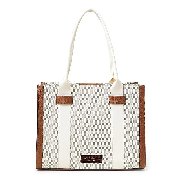 Accessorize London Women's White Shoulder Bag |Fits Upto 14 Inch Laptop | Ladies purse |tote bags for women office use| Stylish Shoulder Bag | Ladies Gift