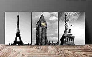 SAF paintings Tower Multieffect UV Textured Panel Painting (Set of 3, 12 Inches X 27 Inches (SANFC12257) SANFC12257