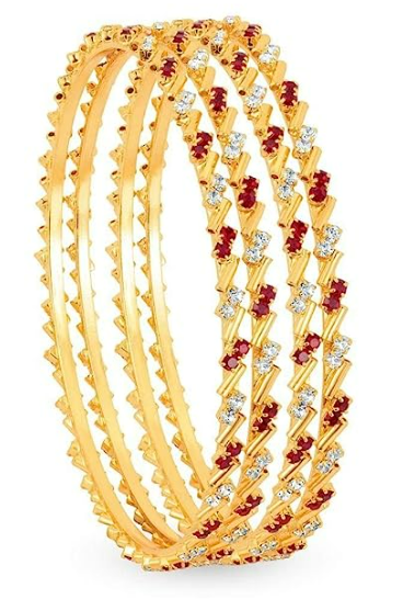 Handcrafted Gold-Plated Stone Studded with moti Bangles