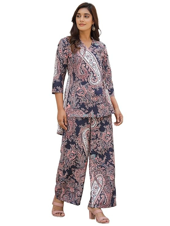 Leriya Fashion Co Ord Set for Women | Co Ord Set for Women Stylish | Kurta Set for Women | Kurta Set | Ethnic Co Ord Set for Women | All Over Flora Print Design | 3/4 Sleeve Co-ord set