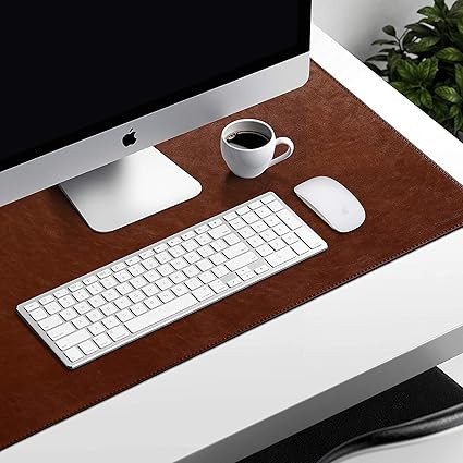 DailyObjects Large Premium Vegan Leather Desk Mat|Anti-Skid|Anti-Slip|85*45cm|Reversible Desk spread Turf Desk/Laptop Mat for Work from Home/Office/Gaming- Extended mouse pad and keyboard desk pad-Tan