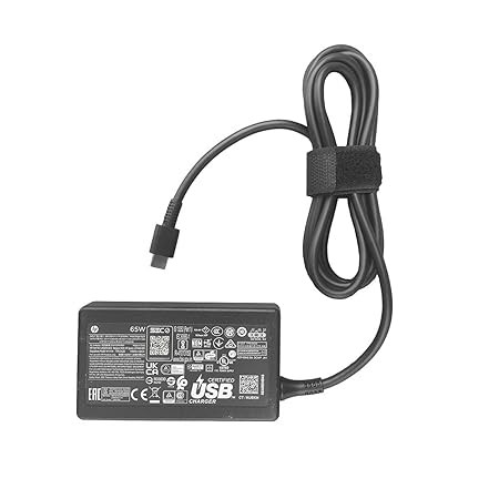 HP 65W USB-C pin Laptop Adapter with for HP EliteBook 830 G8 and ProBook 430 G8 Models with Power Cord (1P3K6AA)