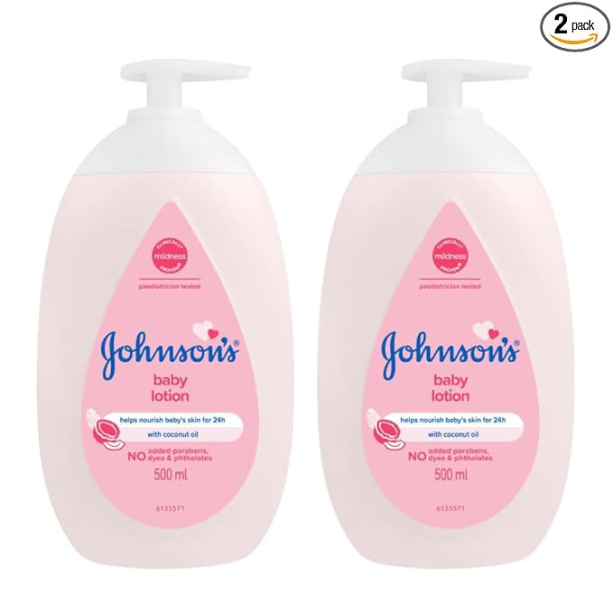 Johnson's Baby Lotion | 100% Natural Plant Oil Based | 24H Moisturized & Soft Skin | 500ml Twin Pack