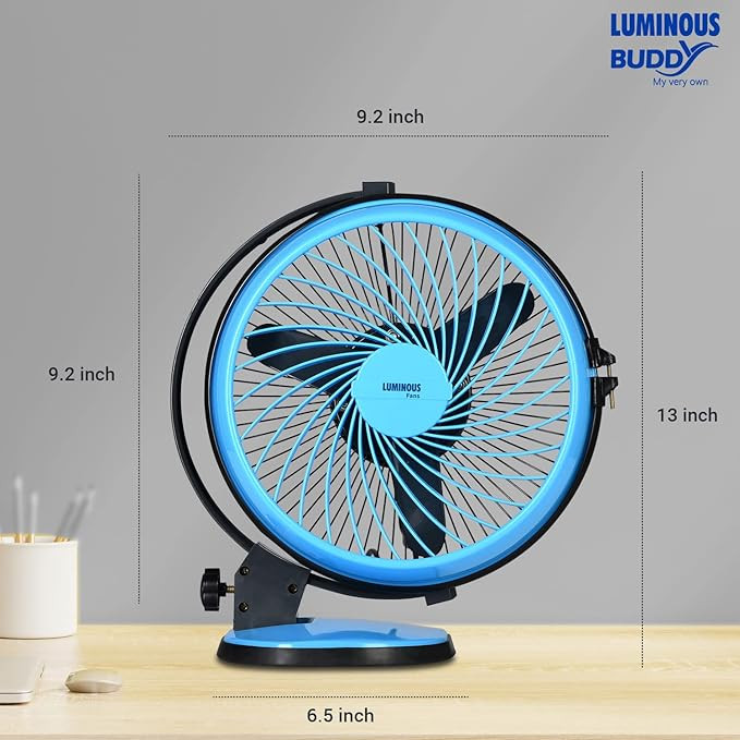 RR Signature Buddy High Speed 230mm Personal Wall, Table Fan For Office, Living Room with High Air Thrust (2 Year Manufacturer Warranty, Aqua Blue)