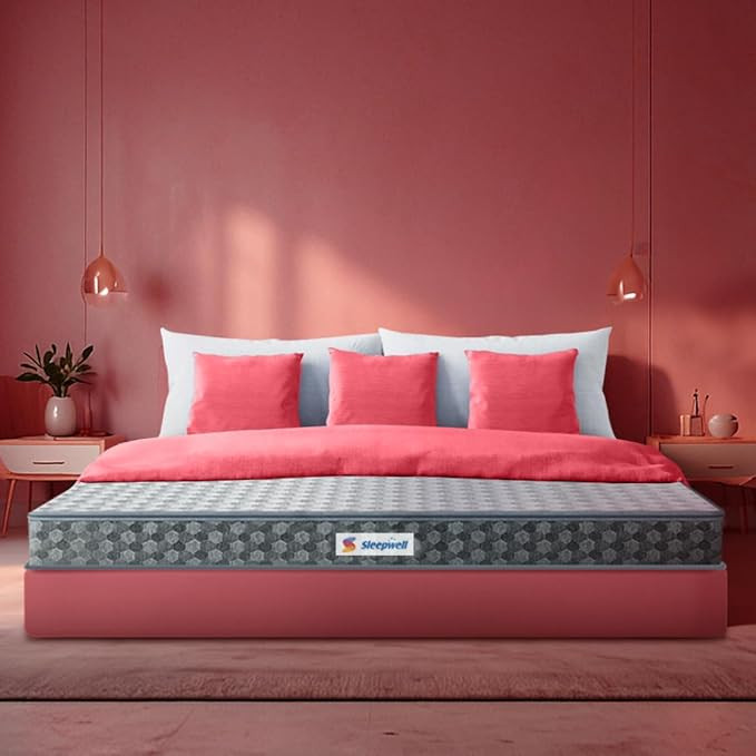 Sleepwell Stargold Mattress | Profiled HR Foam | Medium Firm | Anti- Sag Tech Mattress | Acuprofile Technology | Neem Fresche Technology | Queen Size | 72x60x5 | 5 Yrs Warranty