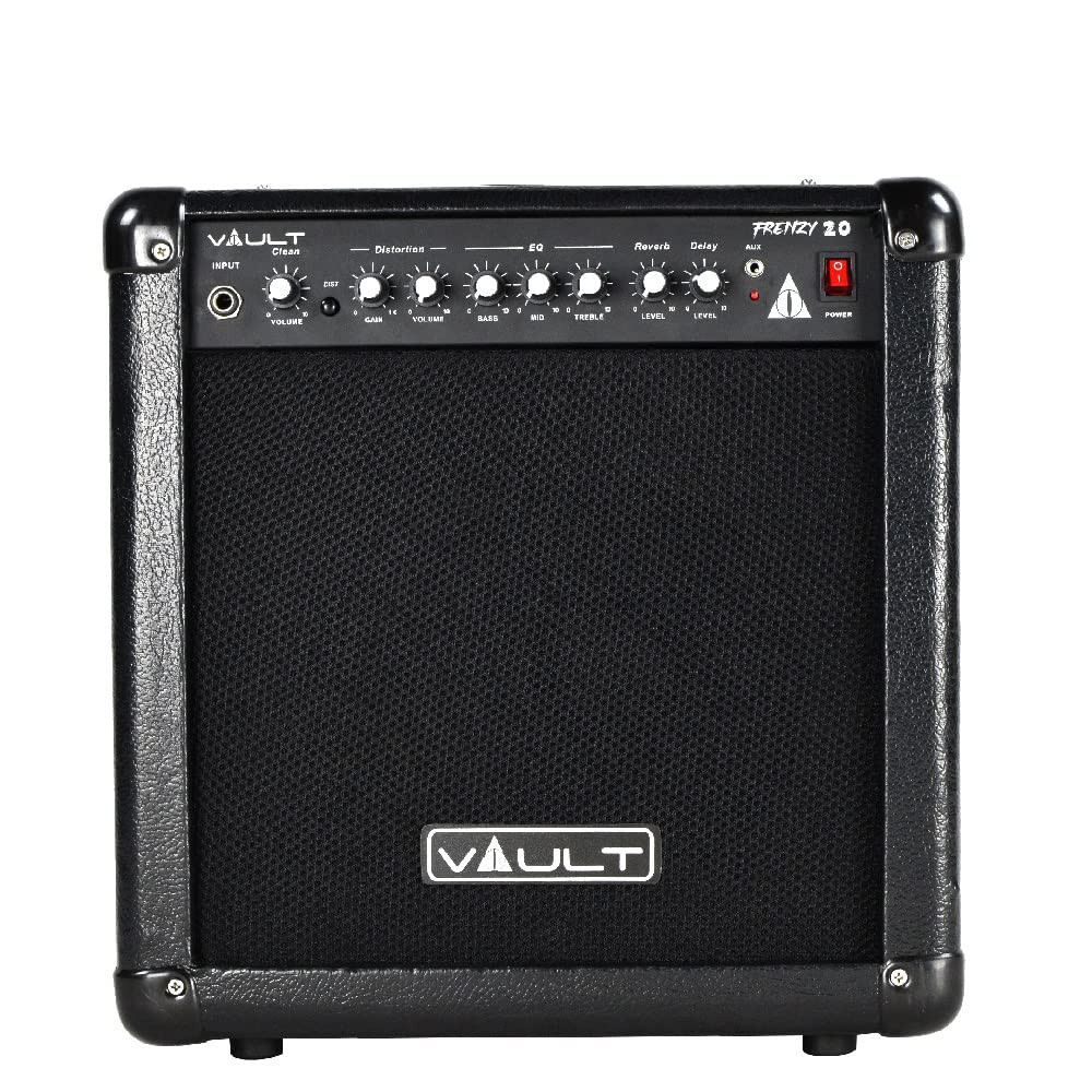 Vault Frenzy 20 Watt Guitar Combo Amplifier with Analog Distortion, Reverb & Delay All Playable Together