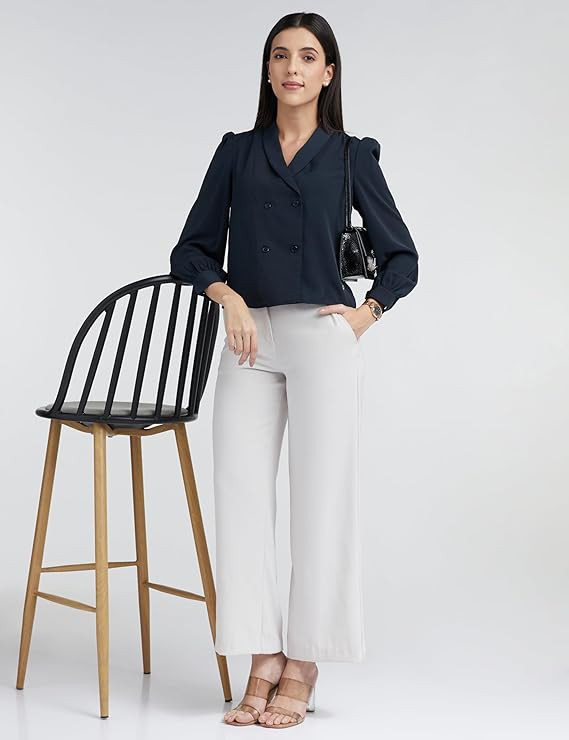 Allen Solly Women's Polyester Solid Regular Fit Blouse