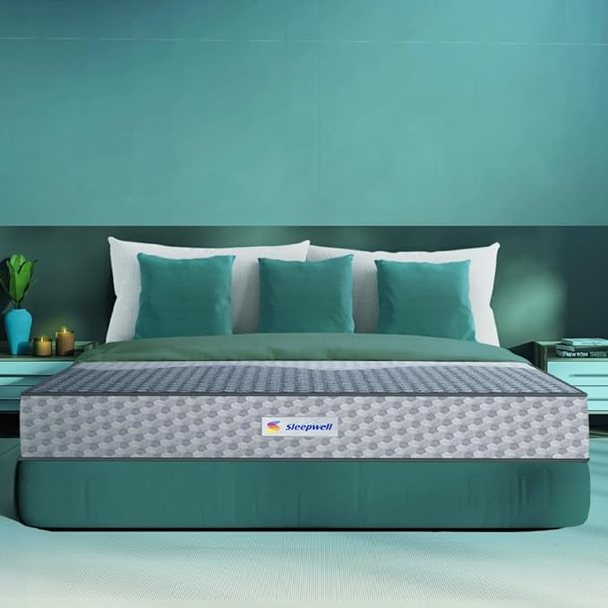 Sleepwell Ortho Pro Spring Mattress | Euro Top Finish | Triple-Zone Pocket Spring | Impression (Memory) Foam Quilt | Profiled Resitec (HR) Foam | Queen Size | 78X60X6 | 10 Yrs Warranty