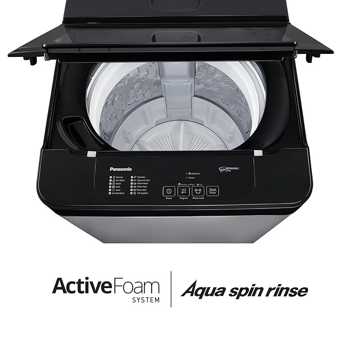 Panasonic 7 Kg 5 Star Fully-Automatic Top Load Washing Machine (2024 Model, NA-F70LF3CRB, Charcoal Inox Grey, 12 Wash Program, Active Foam Wash Technology, Antibacterial Water Inlet)