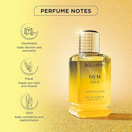 Bella Vita Luxury Oud Gold Liquid EDP 100ml Unisex Perfume for Men & Women | Caramel, Rose and Jasmine | Floral Long Lasting Fragrance for Man and Woman