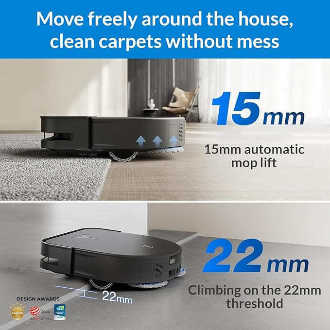 ECOVACS Deebot X5 PRO Omni Robot Vacuum Cleaner with Mop Function, 2024 New Launch, 12,800Pa Suction Power, ZeroTangle Technology, TruEdge™ Edge Mopping, 70°C Hot Water Mop Washing, Auto Lifting Mop