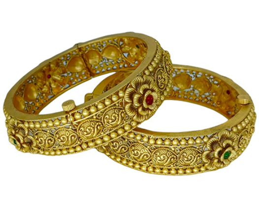 Handcrafted gold plated stone bangle set for women&girls