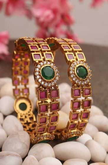 New beautiful latest design kundan studded  in coper bangles