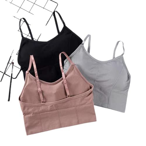 SANGANI®, Women Cotton Padded Wire Free Sports Bra Fitness Yoga and Gymwear, Fashionable Lifestyle, Outdoor Life, Free Size (Pack of 3), Size (28-32).