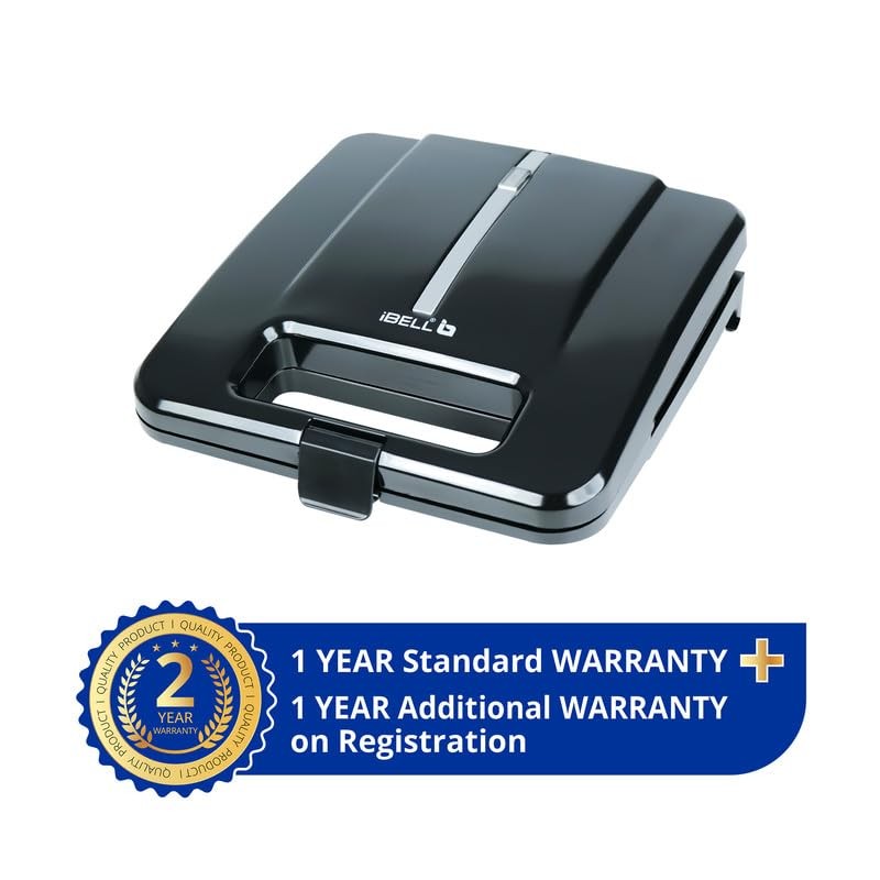 iBELL SM410N Sandwich Maker with Non Stick Sandwich Plates Grill & Toast, Electric, Nonstick, 800 Watt (Black)