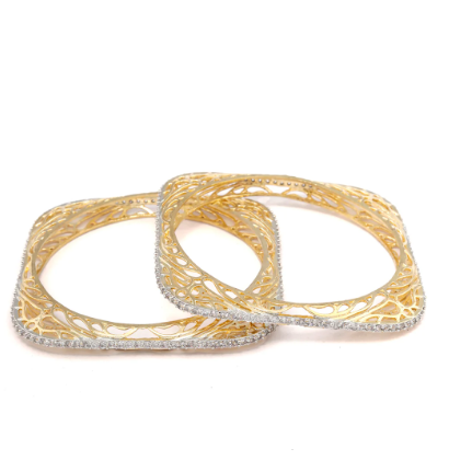 Handcrafted gold plated AD bangle set for womens