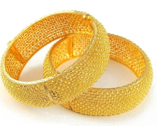 Beautiful gold polish stone with mint studded Bangles