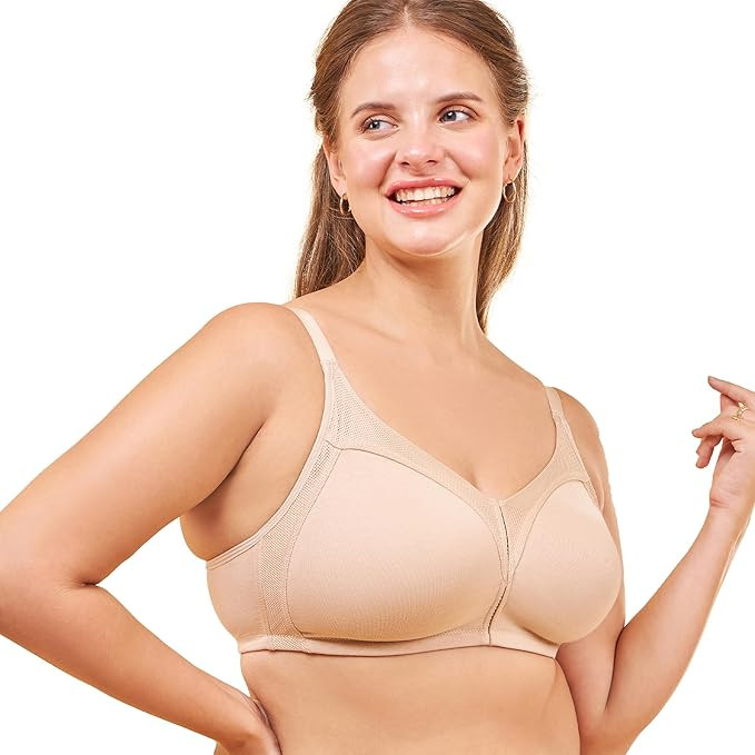 Enamor Women's Everyday Cotton Bra - Non-Padded, Non-Wired, Full Coverage, Fab-Cool Technology with M-Frame Jiggle Control and Antimicrobial