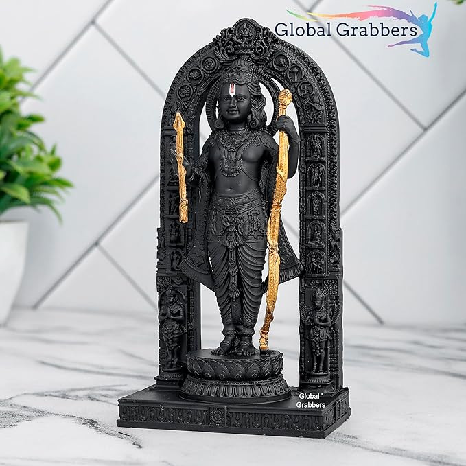 Global Grabbers Polyresin 3D Ram Lalla Ayodhya Idol Statue Showpiece Murti for Home Decor Decoration Gift Gifting Items