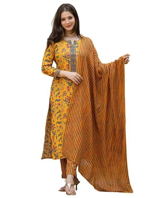 Vaamsi Women's Floral Straight Printed Kurta Pant With Dupatta Set (VKSKD2256)