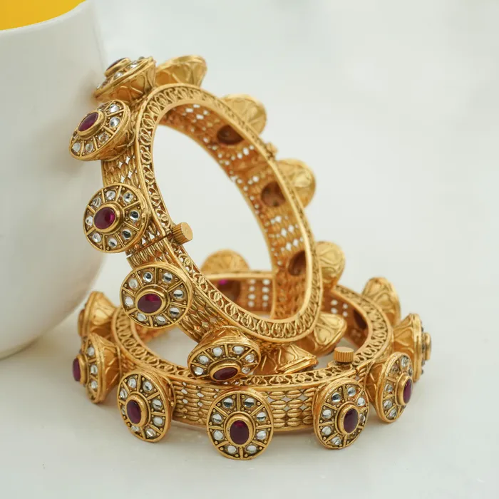 new ruby design gold plated copper bangles
