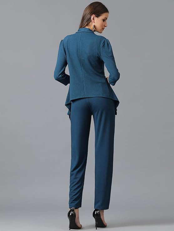 KOTTY Women's Solid Relaxed Fit 3/4 Sleeve Co-ord Blazer and Trouser Set.
