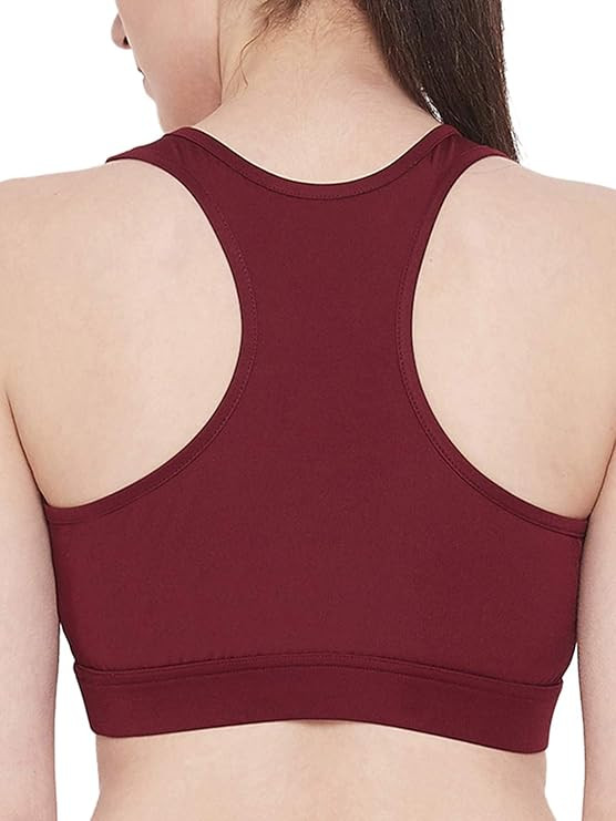 Clovia Women's Nylon Lightly Padded Wire Free Sports Bra (BR2084A09XXL_Maroon_2XL) Women Bra - Girls Bra Padded Bra Sports Bra Nylon Printed Bra (Full Coverage, Removable Padded) Everyday Bra Free Siz