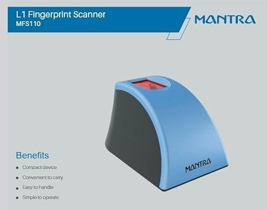 Mantra MFS 110 L1 Biometric Single Fingerprint Scanner | Aadhaar Authentication Device | Latest Updated RD Service | High Securety and Fast scanning | Reliable and Durable