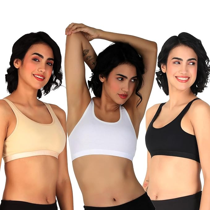 Tofty Sports Bra for Girls & Women (Combo Pack of 03, Cup Size A & B)