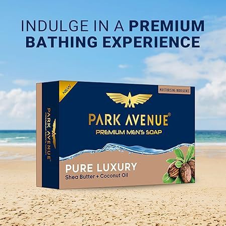 Park Avenue Premium Men’s Soaps for Bath – Pure Luxury | 125g (Pack of 4) | Enriched with Shea Butter & Coconut Oil | Grade 1 Soap | For All Skin Types