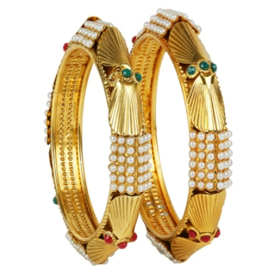 Beautiful Design Kundan Studded copper Bangle set