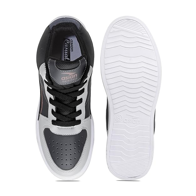 ASIAN Men's White Casual Sneaker Hi-Neck Shoes with Synthetic Upper Lightweight