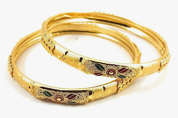 Beautiful design gold plated copper bangles set