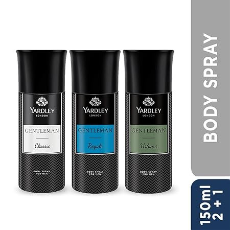 Yardley London Deo Tripack Men, 150Ml (Buy 2 Get 1, Classic + Urbane + Royale) Spray