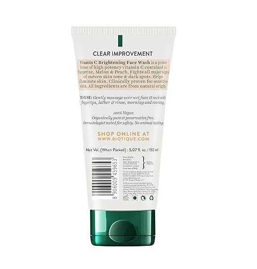 Biotique Advanced Organics Clear Improvement Vitamin C Brightening Face Wash 150Ml