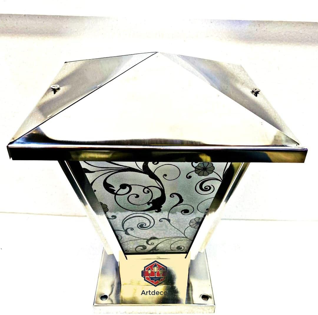 Artdecor Stainless Steel 3D Glass NO 1 Gate Light for (Home/Hotel/Garden/Lawn/Balcony/Corridor/Boundary Wall/Garden ETC) B22 Pack of 1 Vocal for Local