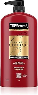 TRESemme Keratin Smooth Shampoo 1000ml With Keratin Protein and Argan Oil | Salon-Like Smooth Hair | Up To 72H Frizz Control