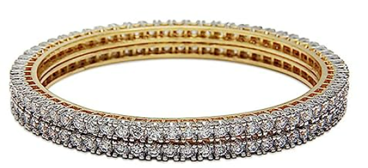 Beautiful and uniquely gold plated moti & AD studded bangle