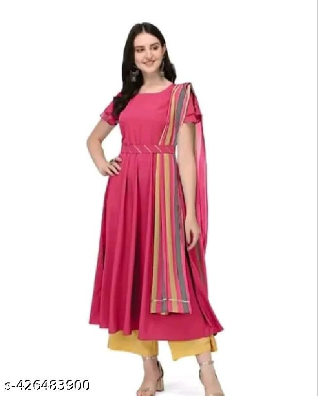 The Fab Factory Kurta with Dupatta Rayon Solid No Bottamwear